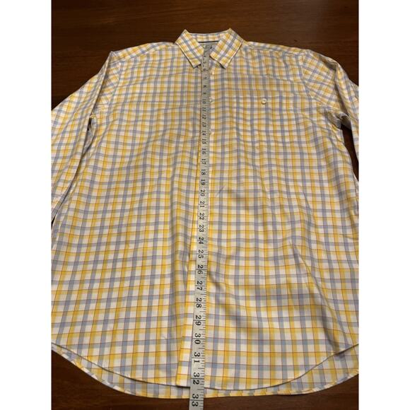 Large Orvis Wrinkle Free Button Down Shirt Yellow Check Windowpane Long Sleeve - Picture 13 of 13